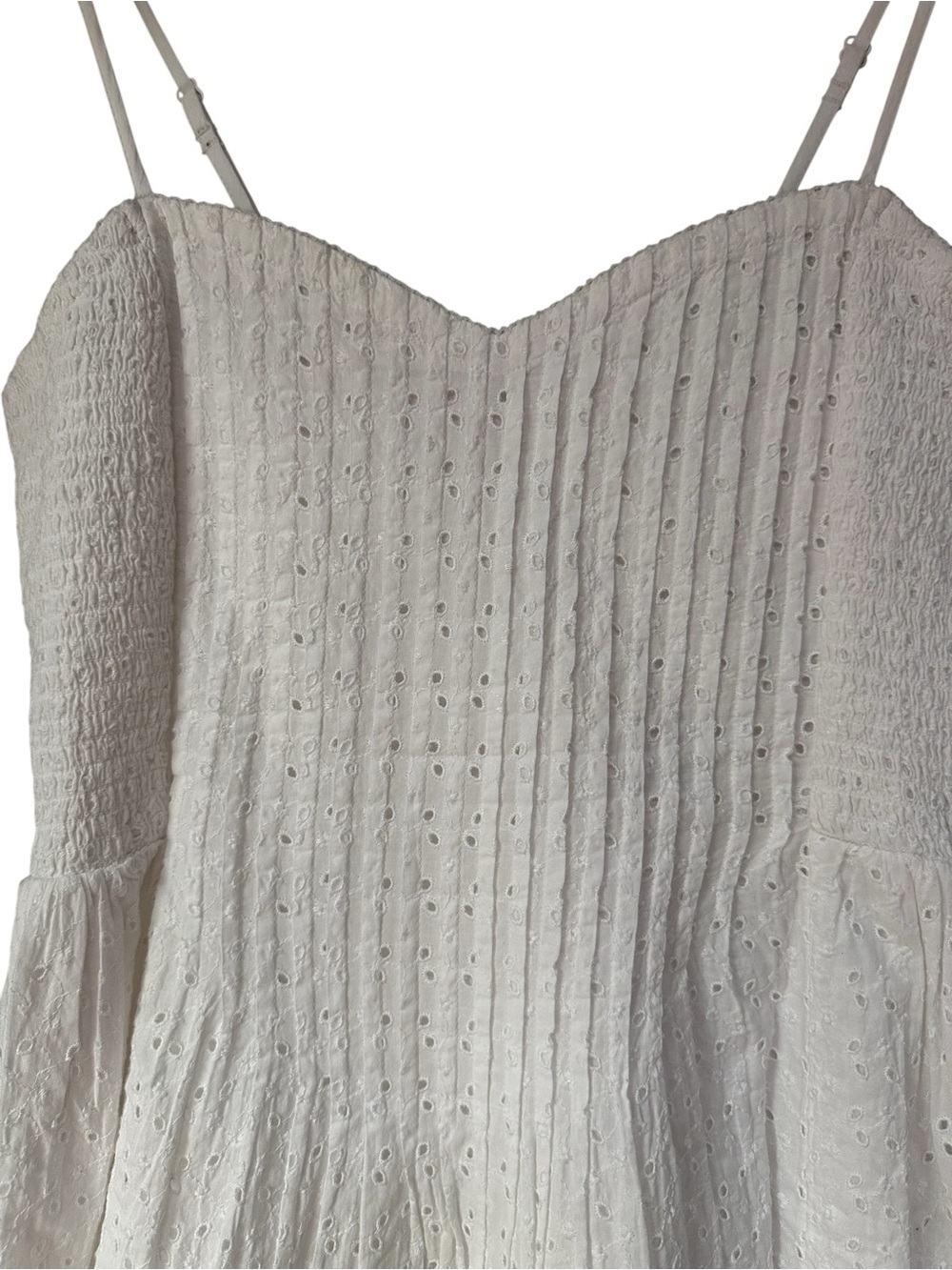 aerie White Cotton Eyelet Mini Dress with Embroidered Detail, Large - Picture 6 of 13